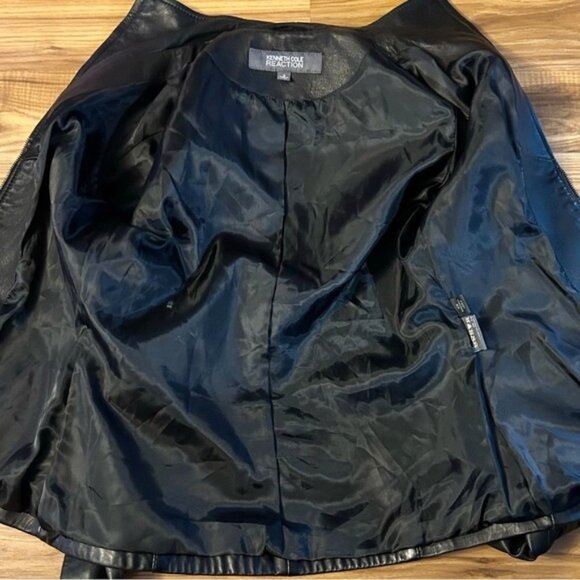 Kenneth Cole Reaction Black Soft Leather Zip Jacket~S~ - Picture 5 of 7